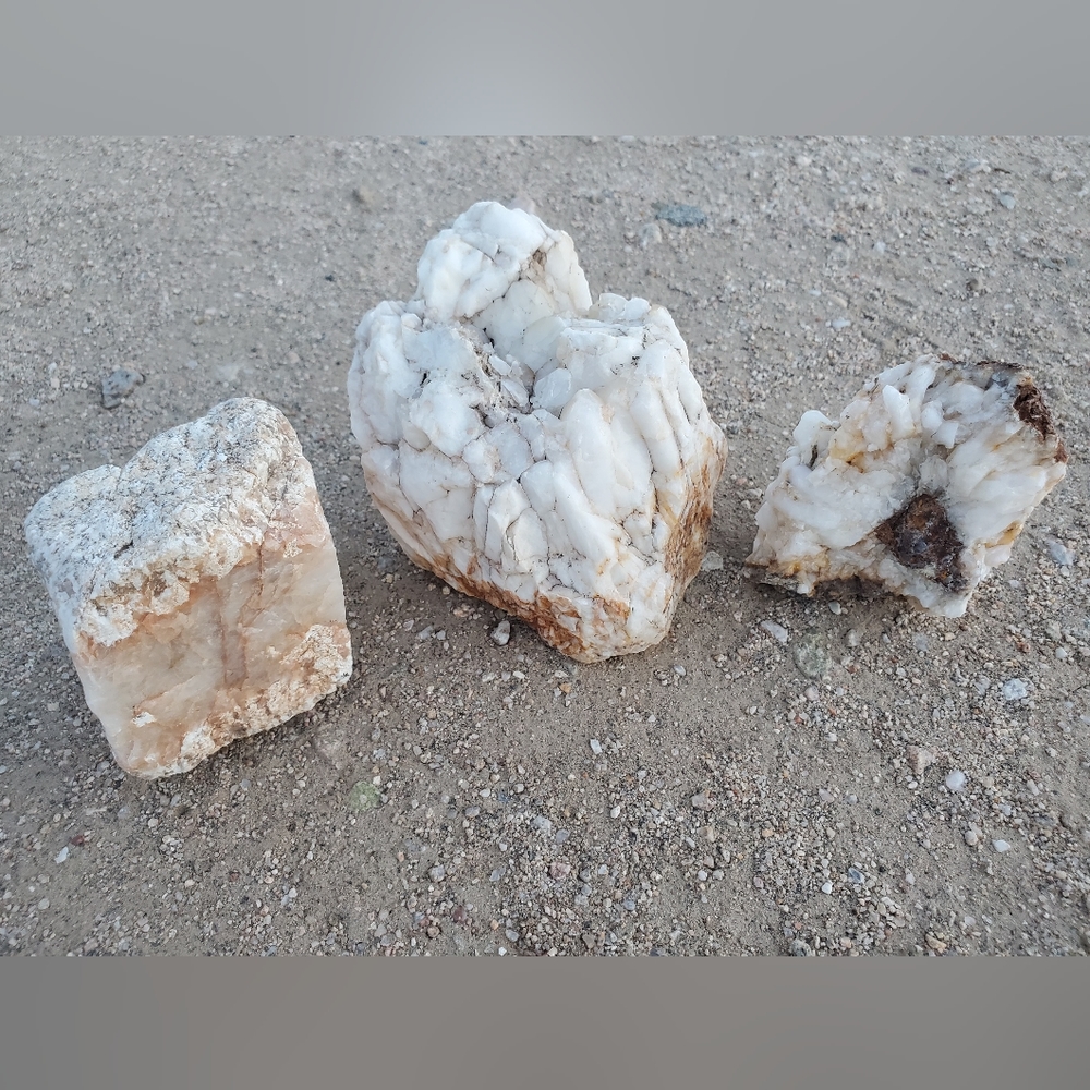 Lot of 3 White Pink Quartz Cluster Crystals Gemstones